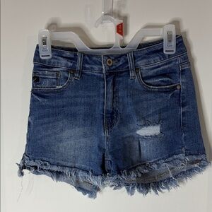 KanCan Classic Blue Frayed Jean Shorts